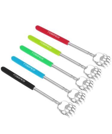 Rosenice Telescopic Back Scratcher Portable Extendable Bear Claws Metal 5 Pack