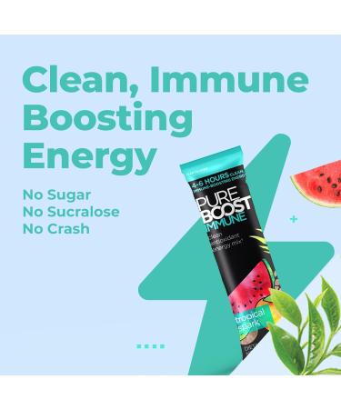 Pureboost Immune Clean Energy Drink Mix with Elderberry & 1200 mg Vitamin C - Tropical Spark 30 Count - Buy Online on GoSupps.com