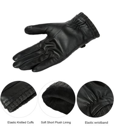 Men's Eefow Leather Touchscreen Winter Gloves - Outdoor Sports Thermo Anti-Slip Cycling & Running Gloves - Black MTB Fitness Motorcycle Gear - Buy Online on GoSupps.com