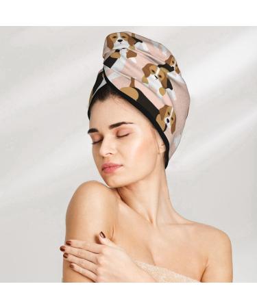 Beagle Dog Microfiber Hair Towel - Super Absorbent Coral Velvet Wrap for Women | Quick Dry for Long Curly & Thick Hair - Buy Online on GoSupps.com