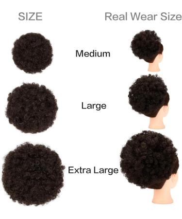 Short Kinky Curly Synthetic Afro Puff Ponytail Extension 4# (90g) - Large Updo Hair Bun Chignon Clip-In Wig - Buy Online on GoSupps.com