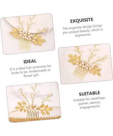FRCOLOR Hair Accessories Comb Golden Hair Accessories Pearl Headband Gold Trim Hair Accessories For Wedding Braided Headband Women Headdress Wedding Bridal Hair Comb Comb For Bride - Buy Online on GoSupps.com