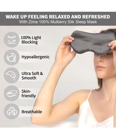 ZIMASILK 100% Mulberry Silk Sleep Mask - 22 Momme, Premium Silk Filled, Soft & Breathable Eye Mask (Blackish Grey) - Buy Online on GoSupps.com