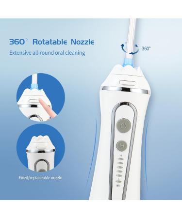 Water Dental Flosser for Teeth Cleaning - 300ml Portable & Rechargeable 5 Modes - Cordless Electric Oral Irrigator for Home & Travel - White - Buy Online on GoSupps.com