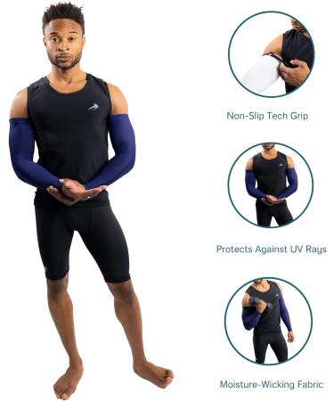 CompressionZ UV Protection Arm Sleeves Navy | Men & Women Elbow Compression Sleeve - Buy Online on GoSupps.com