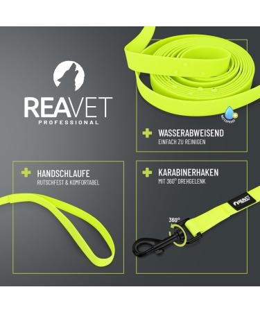 Reavet 10m Neon Yellow Dog Drag Line - Robust Waterproof Leash with Padded Handle | Perfect for Training & Running Large & Small Dogs - Buy Online on GoSupps.com