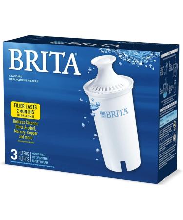 Brita Standard Water Filter Replacement - 3 Count, BPA Free for Pitchers & Dispensers - Buy Online on GoSupps.com