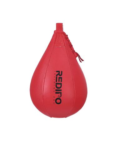Redipo Superior Boxing Speed Bag - PU Leather Speed Punching Ball - Heavy Duty Hanging Swivel Ball for Gym & MMA Muay Thai Sports Fitness - Punching Dodge Striking Speed Reflex Ball Red(10"x7")