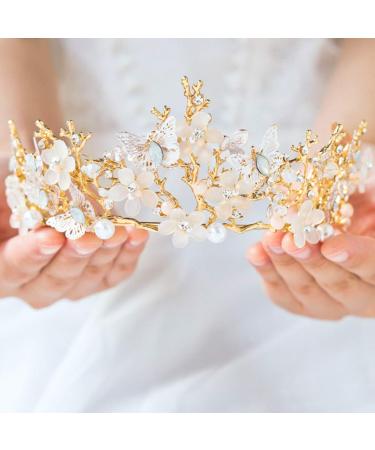 Jakawin Bridal Wedding Queen Crowns and Tiaras Flower Baroque Crown for Women and Girls C007