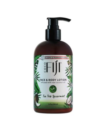 Coco Fiji Face & Body Lotion Infused With Coconut Oil | Lotion for Dry Skin | Moisturizer Face Cream & Massage Lotion for Women & Men | Tea Tree Spearmint 12 oz  Pack of 1 TeaTree Spearmint 12 Fl Oz (Pack of 1)