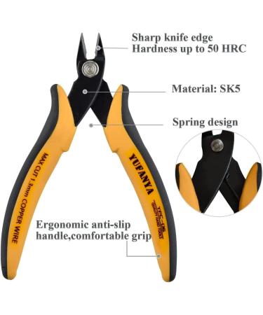 2pcs Micro Flush Cutters Wire Cutters with Soft Grip - Ideal for DIY Craft and Jewelry - Yellow - Buy Online on GoSupps.com