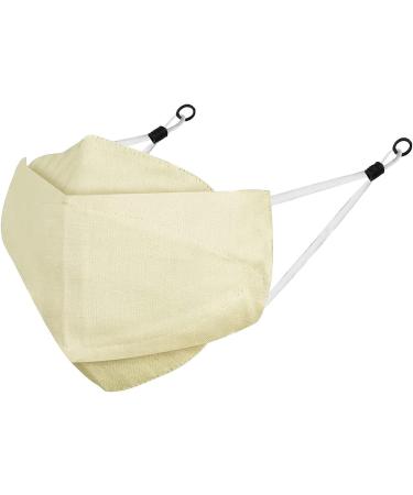 Trendy Plain Linen Face Mask for Adults - Unisex 3 Layers Adjustable Nose Protection - Yellow 19x14 cm | International Shipping Available - Buy Online on GoSupps.com