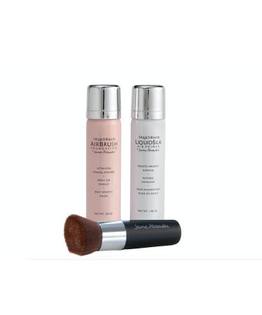 MagicMinerals AirBrush Foundation by Jerome Alexander – 3pc Spray Makeup Set with Anti-aging Ingredients for Smooth Radiant Skin (3 Piece Set, Bright Medium)