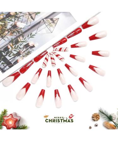 Vatocu Christmas Snowflakes Glitter False Nails - 24pcs Long Xmas Press on Nails for Women and Girls - Buy Online on GoSupps.com