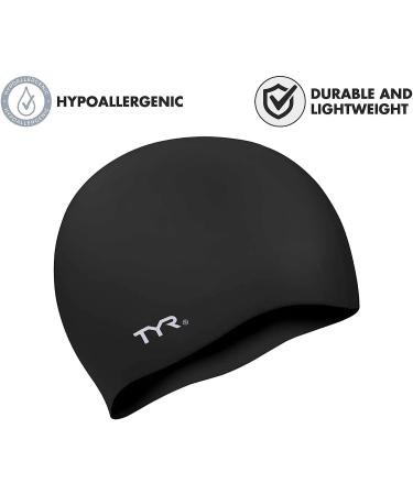 TYR Adult Black Silicone Swim Cap - Wrinkle Free | Top Quality - Buy Online on GoSupps.com