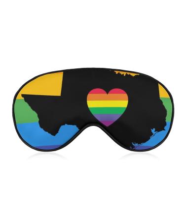 Texas Map LGBT Gay Pride Sleep Mask Eye Cover for Sleeping Blindfold with Adjustable Strap Blocks Light Night Travel Nap for Men Women