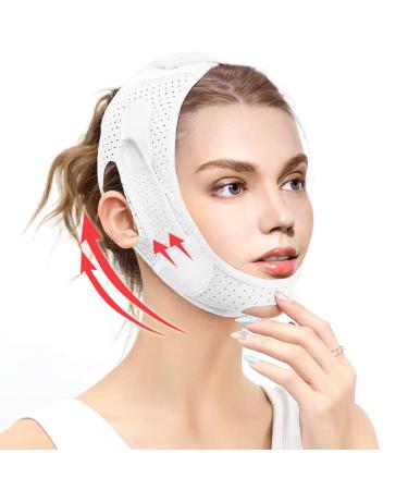V Line Shaping Face Masks Reusable Face Slimming Strap Anti-Wrinkle Face Mask Lifting Bandage for Double Chin and Saggy Face Skin (White) 2
