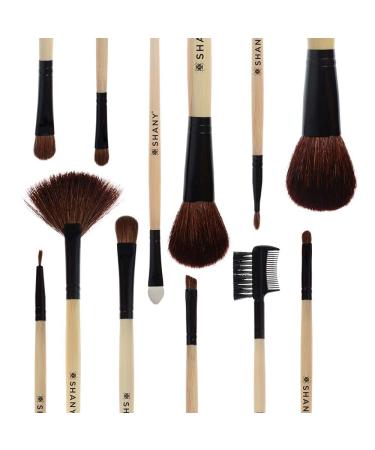 SHANY Professional 12 Piece Vegan Bamboo Makeup Brush Set | Natural Hair Cosmetics with Microfiber Pouch - Perfect for Flawless Makeup Application - Buy Online on GoSupps.com