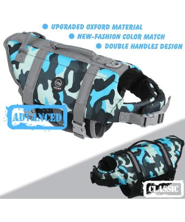 Emust Reflective Dog Chimney - Adjustable Buoyant Swim Aid with Rescue Handle in New Blue Camouflage - Buy Online on GoSupps.com