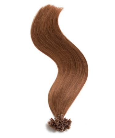 Gold-Brown Keratin Bonding Extensions - 100% Remy Human Hair - 50x1g 45cm U-Tip Strands - Color #8 Golden Brown - Buy Online on GoSupps.com