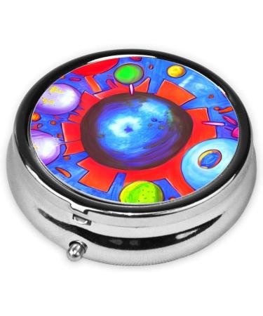 Cartoon Universe Round Pill Box - 3 Compartment Portable Organizer for Travel Purse & Pocket - Buy Online on GoSupps.com