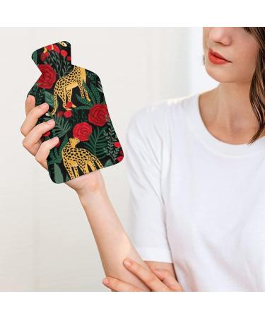 Leopard Rose Hot Water Bottle with Plush Cover - Cozy Bed Warmer for Adults & Kids | 26.5x15.3cm - International Shipping Available - Buy Online on GoSupps.com