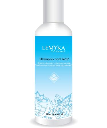 LEMYKA Gentle Shampoo for Kids - Natural Body wash for eczema-prone skin & Baby Delicate Scalp Soothing bath for Dry sensitive Skin - with Aloe & Argan oil - 8.3 fl. Oz