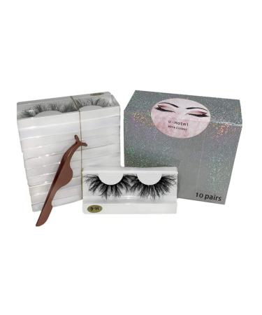 U-Hotmi Fluffy Mink Eyelashes  10 Styles Real Mink Lashes Messy Eyelashes Wholesale (10 Pairs) 10 Pairs(10 Styles)