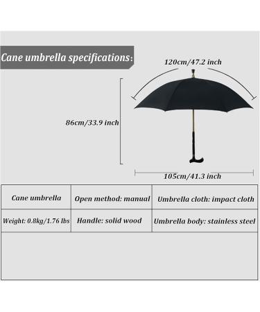 Walking Stick Umbrella 2-in-1 Multifunction Crutch Umbrella with Non-Skid Foot Self Protection Cane Umbrella for Men and Women Gift Black - Buy Online on GoSupps.com