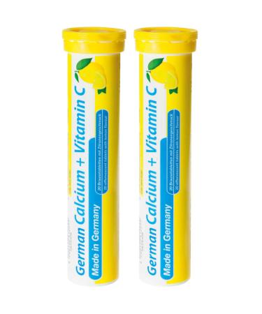 Calcium + vitamin C effervescent tablets 2x20 pcs. Lemon taste - 300 mg calcium 75 mg vitamin C -t & d Pharma German calcium + vitamin C - made in Germany calcium + c 20 pieces (2 Pack) - Buy Online on GoSupps.com