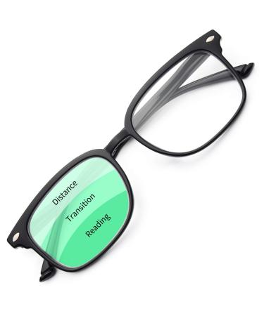 Gaoye Progressive Multifocus Reading Glasses Blue Light Blocking for Women Men,No Line Multifocal Readers with Spring Hinge Light Black/Gy1701 2.0 x