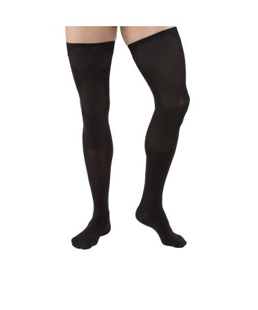Relief 30-40 mmHg Closed Toe Thigh High Support Sock with Silicone Top Band Size: Medium, Color: Black Medium Black