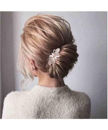 Yheakne street wedding hair clip peary pearl hair clip gold bride headdress decorative headgear pearl hair clip comb bride hair jewelry for women and girls (gold b)