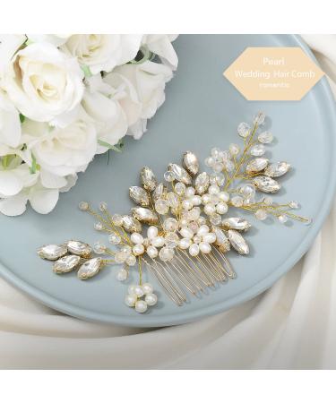 Jakawin Gold Flower Wedding Hair Comb | Bridal Hair Accessories for Women & Girls - HC034 - Buy Online on GoSupps.com