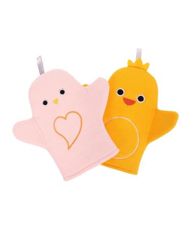 Beaupretty 2pcs Cartoon Bath Gloves Pink for Dishes Pink Tools Womens Mud Bath Gloves Bathroom Scrubbing Gloves Body Scrub Gloves Spa Gloves Animal Towel Child Plant Fibres