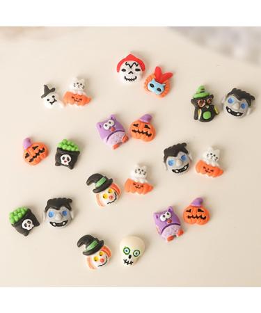FEIlei 20Pcs Halloween Resin Nail Charms Pumpkin Wizard Skull Nail Art Decorations - Buy Online on GoSupps.com