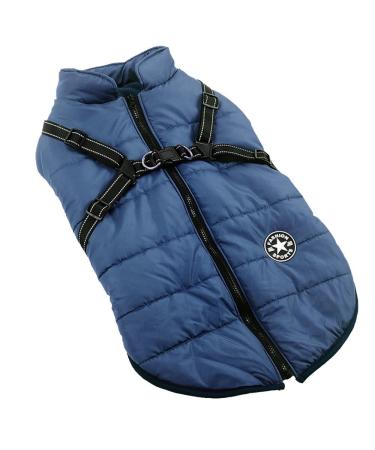 2 in 1 large dog jacket with dishes outdoor dog sport vest dishes outdoor warm pet winter coat harness for big dogs 5xl blue