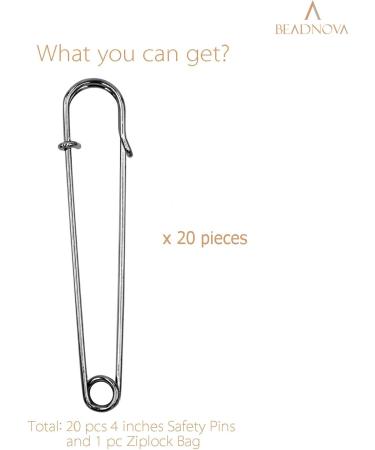 Beadnova 4 Inch Large Safety Pins for Clothes - 20pcs Giant Heavy Duty Safety Pins for Sewing, Quilting, Blankets, Upholstery, Laundry & Crafts - Buy Online on GoSupps.com