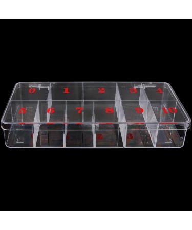 Beauticom USA Small Empty 11 Space Nail Art Tip Storage Organizer Box Case Large - Clear Color - For False Nail Tips Vitamins Accessories 11 sections Large (11 Sections 0-10) Clear
