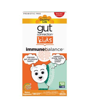 Country Life Gut Connection Kids Immune Balance Sweet & Sour 100 Chewable Tablets