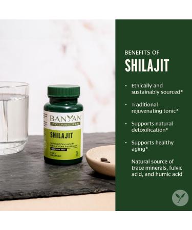Banyan Botanicals Shilajit Tablets - Organic Mineral-Rich Supplement for Detox and Healthy Aging - 90 ct - Non GMO Vegan - Buy Online on GoSupps.com