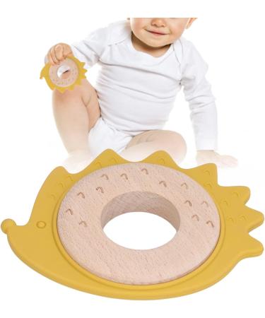 RvSky Baby Chewing Ring - Wooden & Silicone Teething Ring for Newborns (Dog Shape) | Safe Soothing Relief for Teething Babies - Buy Online on GoSupps.com