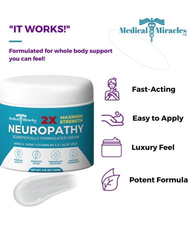 Buy 2X Strength Neuropathy Nerve Therapy Relief Cream - Max-Potency for Feet Hands Legs & Toes - Arnica & Vitamin B6 - 4oz - Fast International Shipping - Buy Online on GoSupps.com