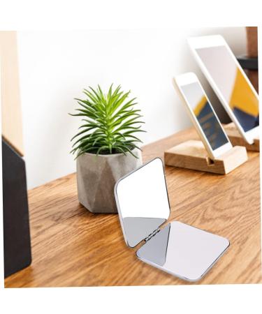Folding Makeup Mirror Portable Stainless Steel Cosmetic Mirror Double Sided Pocket Mirror Square. - Buy Online on GoSupps.com