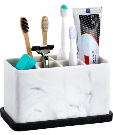 ZCCZ Create toothbrush holder bathroom storage organizer caddy bathroom organizer for electrical toothbrush toothpaste dental floss razor comb make-up brushes and more knows marble look white marble - Buy Online on GoSupps.com