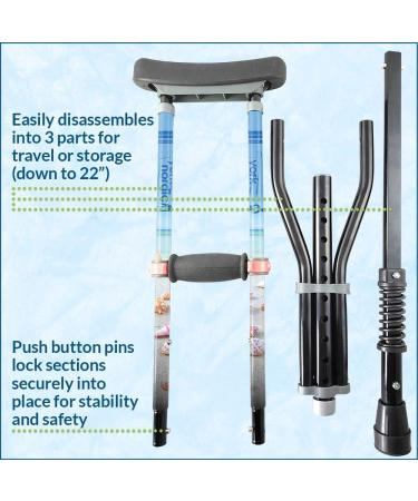 York Nordic Spring Cushion Crutches | Ideal for Sports Injuries & Travel | Adjustable Heights 47-66 inches | Compact Travel Size 22 inches | Black - Buy Online on GoSupps.com
