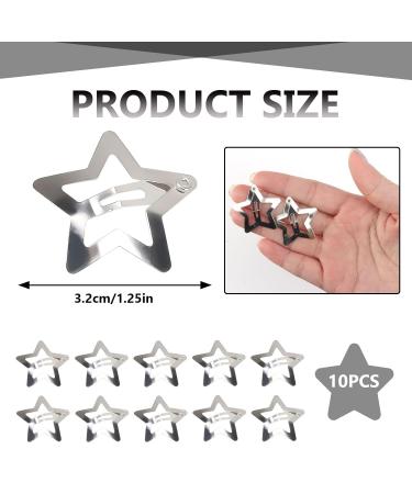Punwey Star Hair Clips - 10-Piece Y2K Silver Glitter Hair Accessories for Girls & Women - Buy Online on GoSupps.com