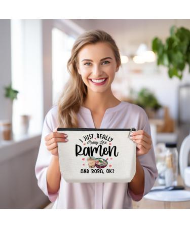 Funny Kawaii Ramen Boba Tea Lover Gifts Bubble Tea Food Noodle Lovers Gift Cute Makeup Bag Cosmetic Bag Friendship Gifts for Women Friends Girls Chief Mom Sister Birthday Nurse Mothers Day Graduation Multicolor444 - Buy Online on GoSupps.com