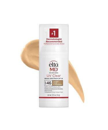 EltaMD UV Clear Tinted Face Sunscreen SPF 46 Oil- Free with Zinc Oxide Dermatologist Recommended 0.5 Fl Oz (Pack of 1)