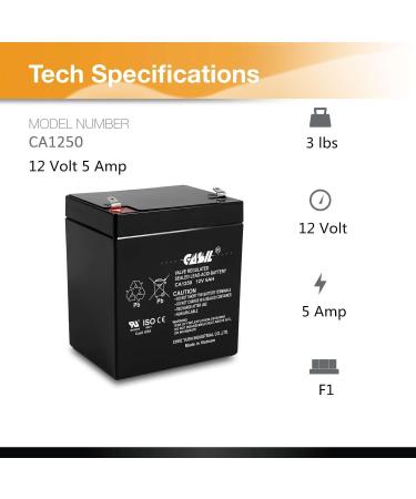 Casil 12V 5Ah SLA AGM VRLA Rechargeable Battery - Replacement for Alarms Security Systems and Garage Door Openers (Chamberlain Genie Liftmaster Craftsman Workhorse - Buy Online on GoSupps.com